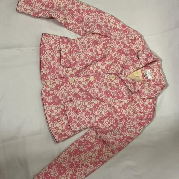 Ann Taylor Loft Women's Beautiful Floral Pink and Ivory Blazer Jacket Size: 10P - Picture 8 of 9
